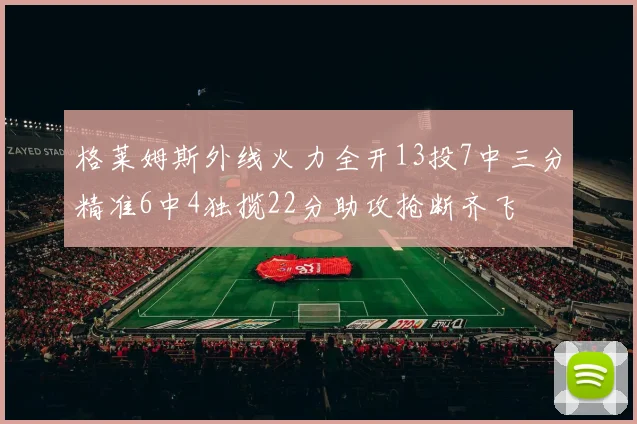 格莱姆斯外线火力全开13投7中三分精准6中4独揽22分助攻抢断齐飞